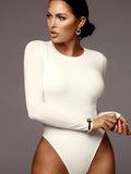 O Neck Long Sleeve Solid White Sexy Bodysuit Women Black Autumn Winter Body Top Gray Casual Lady Streetwear Bodysuits